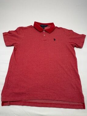 U.S. Polo Assn. Red Herringbone Knit Shirt - Classic Fit Size Medium